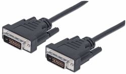 Manhattan Digital DVI-D Dual Link Video Cable, 3m, Male to Male, Fully Shielded, Compatible with DVD-D, Black, Lifetime Warranty (DVI-D CABLE 3M DUAL LINK- - MALE/MALE BLACK POLYBAG)