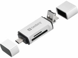 Sandberg Card Reader USB-C+USB+MicroUSB (Card Reader USB-C+USB+MicroUSB - Card Reader - USB-C+USB+MicroUSB, MicroSD [TransFlash], SD, Silver, USB, 1 pc[s], 80 mm, 16 mm - Warranty: 60M)