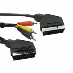 Cables Direct 1SSR3-01 SCART cable 1.5 m Black (CDL SCART & Three RCA Cable)