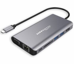 Hypertec ProDock Lite Gen2 - Universal USB 3.1 Type C Mini Dock (Hypertec ProDockLite Gen2 - Universal USB-C Dock with HDMI or VGA Single Screen; USB 3.0; Gigabit Ethernet; SD Reader; 3.5mm Audio &...