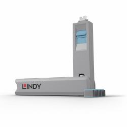 Lindy USB Type C Port Blocker Key - Pack of 4 Blockers, Blue (USB C PORT SCHLOSS - 4 STCK MIT SCHLSSEL BLAU)