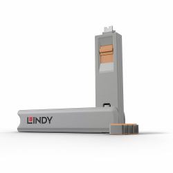 Lindy USB Type C Port Blocker Key - Pack of 4 Blockers, Orange (USB TYPE C PORT BLOCKER - KEY-PACK OF 4 BLOCKERS ORANGE)