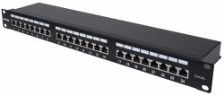 Intellinet Patch Panel, Cat6a, FTP, 24-Port, 1U, Shielded, 90° Top-Entry Punch Down Blocks, Black (CAT6A PATCH PANEL 24-PORT FTP- - 1U SHIELD 90/DEG TOP/PUN DWN BLK)