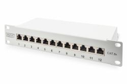 Digitus CAT 6A Patch Panel, shielded, 12-Port, 1HE, 10", grey (DIGITUS DN-91612S-EA-G - patch-panel -)