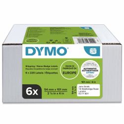 DYMO Authentic LabelWriter Large Shipping Labels/Name Badges | 54mm x 101mm | 6 Rolls of 220 Easy-Peel Labels [1,320 Count] | Self-Adhesive | for LabelWriter Label Makers (Dymo 99014 6 Rolls LW Shi...