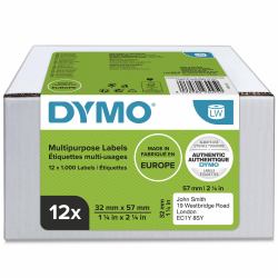 DYMO Authentic LabelWriter Multi-Purpose Labels | 32mm x 57mm | 12 Rolls of 1,000 Easy-Peel Labels [12,000 Count] | Self-Adhesive | for LabelWriter Label Makers (Dymo 11354 12 Rolls LW Multipurpose...