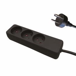 Garbot 24155129-2 power extension 2 m 3 AC outlet[s] Indoor Black (Plast Power Strip 3-way K - Outlet. Black - Warranty: 12M)