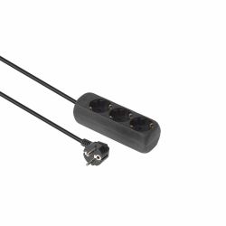 Microconnect GRU003B-WOS power extension 1.5 m 3 AC outlet[s] Indoor Black (3-way Schuko Socket 1.5M Black - Without ON/OFF Switch, - with childproof / earth clips - Warranty: 300M)