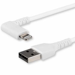 StarTech.com 3ft [1m] Durable USB A to Lightning Cable - White 90° Right Angled Heavy Duty Rugged Aramid Fiber USB Type A to Lightning Charging/Sync Cord - Apple MFi Certified - iPhone (ANGLED LIG...