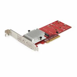 StarTech.com Dual M.2 PCIe SSD Adapter Card - x8 / x16 Dual NVMe or AHCI M.2 SSD to PCI Express 3.0 - M.2 NGFF PCIe [M-Key] Compatible - Supports 2242, 2260, 2280 - JBOD - Mac & PC (X8 DUAL M.2 PCI...