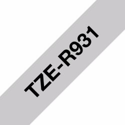 Brother TZE-R931 label-making tape Black on silver (12MM BLACK / SILVER RIBBON TAPE - )