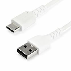 StarTech.com 1m USB A to USB C Charging Cable - Durable Fast Charge & Sync USB 2.0 to USB Type C Data Cord - Rugged TPE Jacket Aramid Fiber M/M 3A White - Samsung S10, iPad Pro, Pixel (1M USB A TO ...