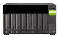 QNAP TL-D800C storage drive enclosure HDD/SSD enclosure Black, Grey 2.5/3.5" (8-bay desktop USB-C 3.1 Gen2 10Gbps JBOD expansion unit with a 1-meter USB-C to USB-A 3.1 Gen2 cable.)