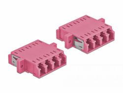 DeLOCK Optical Fiber Coupler LC Quad female to LC Quad female Multi-mode 2 pieces violet (Delock netvÃ¦rkskobling - lilla)