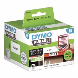 DYMO Authentic LabelWriter Durable Labels | 59mm x 102mm | White Poly | 300 Self-Adhesive Labels | High-Performance | For LabelWriter Label Makers (LW ADRESS LABEL WHITE 59X102MM - 1 ROLL 300 LABELS)