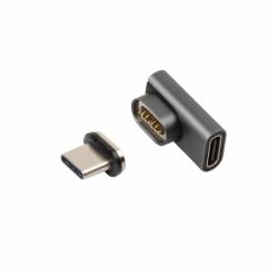Microconnect USB3.1CCMF-MAGNETIC USB graphics adapter Black (Magnetic USB-C Adapter 90Â° - USB-C to USB-C Male-Female - right-angled adapter extends the USB-C cable, even where there is little ro...