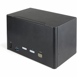 StarTech.com 2 Port Quad Monitor DisplayPort KVM Switch - 4K 60Hz UHD HDR - Desktop 4K DP 1.2 KVM with 2 Port USB 3.0 Hub [5Gbps] & 4x USB 2.0 HID Ports, Audio - Hotkey Switching - TAA (2 PT DP KVM...