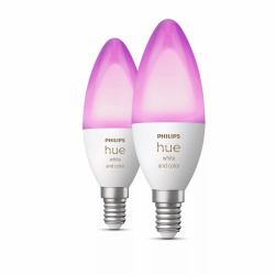 Philips Hue White and colour ambience Candle - E14 smart bulb - [2-pack] (Philips Hue White and Color Ambiance - LED-Lampe - Form: B39 - E14 - 4 W [Entsprechung 25 W])