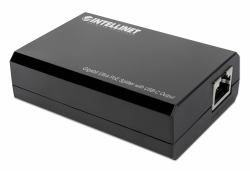 Intellinet PoE Splitter with USB-C Output, PoE++ / 4PPoE, Gigabit Ultra, IEEE 802.3bt, RJ45 In and Out Ports, Up to 45 W USB-C Output Port (Network Splitter Black Power - Over Ethernet [Poe] - Warr...