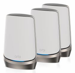 NETGEAR Orbi Quad-band RBKE963 AXE11000 WiFi 6E Mesh System Quad-band [2.4 GHz / 5 GHz-1 / 5 GHz-2 / 6 GHz] Wi-Fi 6 [802.11ax] Grey, White 16 Internal (NETGEAR Orbi RBKE963 - Wi-Fi-system -)