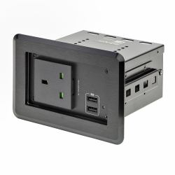 StarTech.com Conference Table Power Center with 1x CE Certified BS1363 AC Outlet & 2x USB BC 1.2 - Recessed In-Table/Desk Power Strip/Charging Station for Meeting Room/Boardroom (SINGLE TABLE OUTLE...