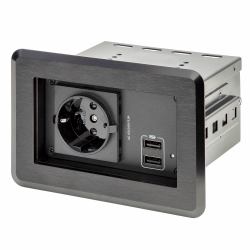 StarTech.com Conference Table Power Center with 1x CE Certified Schuko AC Outlet & 2x USB BC 1.2 - Recessed In-Table/Desk Power Strip/Charging Station for Meeting Room/Boardroom (SINGLE TABLE POWER...