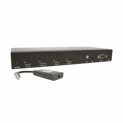 Tripp Lite B320-4X1-MHB-K 4-Port Presentation Switch Kit, 4K 60 Hz [4:4:4] HDMI, DP, USB-C and VGA to HDMI over Cat6 Extender, 50 ft., TAA (4P HDMI/DP/USB-C/VGA HDMI/CAT6 - 50FT TAA)