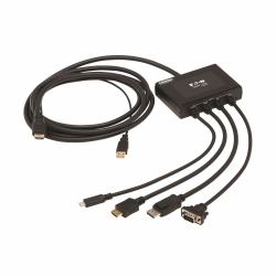 Tripp Lite B321-4X1-HDVC 4-Port Presentation Adapter, 4K 60 Hz [4:4:4] HDMI, DP, USB-C and 1080p VGA to HDMI, Built-In Cables (4PT PRESENTATION ADAPTER 4K - 60HZ DP USB-C 1080P VGA TO HDMI)