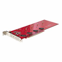 StarTech.com Quad M.2 PCIe Adapter Card, PCIe x16 to Quad NVMe or AHCI M.2 SSDs, PCI Express 4.0, 7.8GBps/Drive, Bifurcation Required, Windows/Linux Compatible (QUAD M.2 PCIE SSD ADAPTER CARD - WIT...