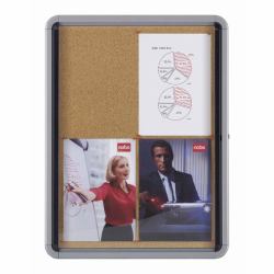 Nobo Premium Plus Cork Lockable Notice Board Hinged Door 4xA4 (Nobo 1902561 Premium Plus Internal Glazed Case Cork 4 x A4)