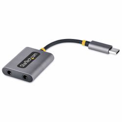 StarTech.com USB-C Headphone Splitter, USB Type C Dual Headset Adapter w/Mic Input, USB C to 3.5mm Audio Adapter/Earphone Dongle, USB C to Audio Jack/Aux Output, 24-bit DAC (USB-C HEADPHONE SPLITTE...