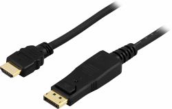 Deltaco DP-3010 video cable adapter 1 m DisplayPort HDMI Black (DELTACO DP-3010 - adapter cable - 1 m)
