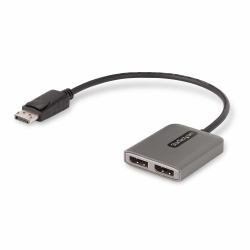 StarTech.com 2-Port DisplayPort MST Hub, Dual 4K 60Hz, DP to 2x DisplayPort Monitor Adapter, DP 1.4 Multi-Monitor Video Adapter, 1ft [30cm] Built-in Cable, USB Powered, Windows Only (2-PORT DISPLAY...