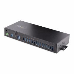StarTech.com 16-Port Industrial USB 3.0 Hub 5Gbps, Metal, DIN/Surface/Rack Mountable, ESD Protection, Terminal Block Power, up to 120W Shared USB Charging, Dual-Host Hub/Switch (INDUSTRIAL USB 3.0 ...