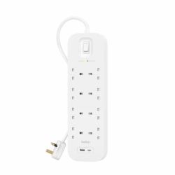 Belkin Connect White 8 AC outlet[s] 2 m (SURGE PROTECTION WITH USB C 8 - OUTLET)