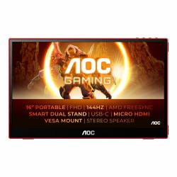 AOC 16G3 portable TV/monitor Portable monitor Black, Red 39.6 cm [15.6"] TFT 1920 x 1080 pixels (16G3 15.6 IN GAMING - .)
