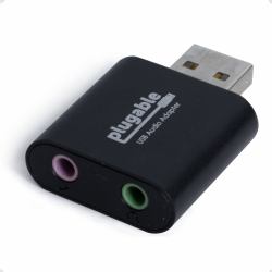 Plugable Technologies USB Audio Adapter with 3.5mm Speaker-Headphone and Microphone Jack, Add an External Stereo Sound Card to Any PC, Compatible with Windows, Mac, and Linux - Driverless (Plugable...