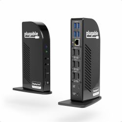 Plugable Technologies 4K USB C Docking Station Triple Monitor with 100W Power Delivery, USB C Dock for Thunderbolt 3 / 4, and USB-C Windows and Mac [3x HDMI and 3x DisplayPort, 1x USB-C, 4x USB 3.0...