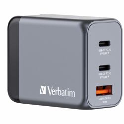 Verbatim GNC-65 GaN Charger 65W with 2 x USB-C PD 65W / 1 x USB-A QC 3.0 [EU/UK/US] (Verbatim GNC-64 GaN Charger 65W 2xUSB-C PD, 1xUSB-A QC 3.0 32201)