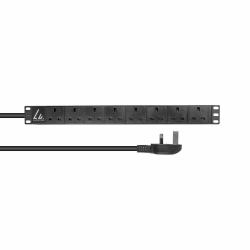 Lanview LVR-3MUK-SPD-UK8 power distribution unit [PDU] 8 AC outlet[s] 1.4U Black (UK Rack mount power strip, - 1U, 13A with 8x UK socket and - 3m cable with UK plug - Warranty: 300M)