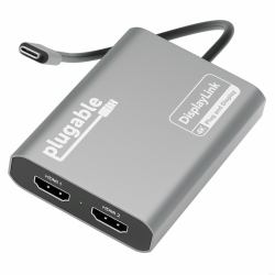 Plugable Technologies USB C to HDMI Adapter, Dual Monitor 4K 60Hz for Apple Mac M1/M2/M3, DisplayLink Multiple Displays for Thunderbolt Macbook or iMac, Driver Required [USBC-6950M] (Plugable USB-C...
