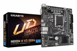 GIGABYTE H610M H V3 DDR4 Motherboard - Supports Intel Core 14th CPUs, 4+1+1 Hybrid Phases Digital VRM, up to 3200MHz DDR4, 1xPCIe 3.0 M.2, GbE LAN, USB 3.2 Gen 1 (GIGA H610M H V3 DDR4 S1700/DDR4/Â...