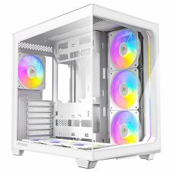 Antec C5 Midi Tower White (Antec Constellation C5 Mid Tower Gaming Case, 1 x USB Type-C / 2 x USB 3.0, Tempered Glass Frotn and Side Window Panel, Dual Chamber Design, 6 x Pre-Installed Reverse Fan...