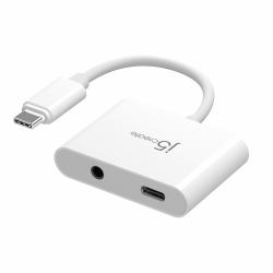 j5create JCA122 USB-C® to 3.5mm Audio Adapter with Power Delivery, Black (J5CREATE USB-C TO 3.5MM AUDIO ADAPTER)