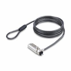 StarTech.com Slim Lock Noble Wedge® Slot Compatible, 5ft [1.5m] Locking Cable, Desk Anti-Theft Security For Laptop/Notebook, Cut-Resistant Steel Cable, Combo Lock (SLIM LAPTOP CABLE LOCK 2M - NOBL...