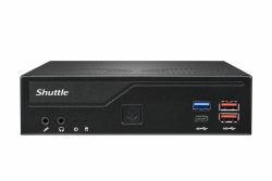 Shuttle Slim PC DH770 , S1700, 2x HDMI, 2x DP , 2x 2.5G LAN, 2x COM, 8x USB, 1x 2.5", 2x M.2, 24/7 permanent operation, incl. VESA (DH770 S1700 H770 BLACK 120W - GLN HDMI DISPLAY-PORT COM-PORT)