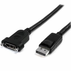 StarTech.com 3ft [1m] Panel Mount DisplayPort Cable - 4K x 2K - DisplayPort 1.2 Extension Cable Male to Female - DP Video Extender Cord with Panel Mount DP Connector - DP Monitor Cable (3FT PANEL M...