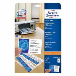 Avery C32010-10 business card Laser/Inkjet Cardboard White 100 pc[s] (Avery - visitkort - 10 stk. - 185 g/mÂ²)