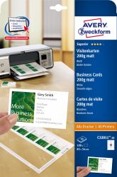 Avery Business Cards 85 x 54 Quick & Clean 10 Sheets business card Laser/Inkjet Paper 100 pc[s] (Avery Quick&Clean C32011 - visitkort -)