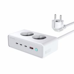 4smarts 540065 mobile device charger Universal Silver, White AC Fast charging Indoor (4smarts Desk Charger GaN 65W with AC sockets white)